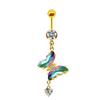 Gaibei Europeo y Americano Transfronterizo Anillo para Ombligo de Mariposa Engastado a Mano con Estrella Luna Girasol Abeja Anillo para Ombligo Decoración Umbilical Uña Umbilical con Forma de Flor