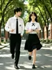 Conjunto de uniforme escolar unisex estilo academia con camisa blanca de secundaria falda plisada para estudiantes de preparatoria uniforme de clase atuendo para actuación coral foto de graduación