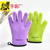 Nueve Guantes de Algodón Engrosado de Doble Capa con Silicona Aislante para Hornear en Casa, Cinco Dedos, Cocina al por Mayor