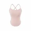 Camisole Puro Desejo com Alças no Pescoço e Bojos para Mulheres, Roupa Íntima da Estação Primavera, Top Base Sem Mangas Doce e Picante Sexy, Tecido Escovado, Adequado para Usar por Cima
