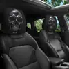 Funda para reposacabezas de asiento de coche con estampado personalizado de calavera metálica oscura, universal para interiores de coche, se puede personalizar con etiquetas y se hace por encargo a partir de imágenes proporcionadas