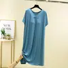 Camisón de Manga Corta de Modal con Almohadillas en el Pecho para Mujer, Nuevo Vestido de Casa de Verano, Delgado para Usar como Exterior
