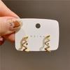 Pendientes coreanos de moda S925 con forma de onda de diamante completo, líneas geométricas simples, pendientes de circonita con micro incrustaciones, joyería para las orejas