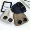 Gafas de Sol de Piloto Gorro de Punto Forrado de Lana Otoño e Invierno Resistente al Frío Cálido Gorro de Lana Unisex Gafas de Moda Gorro