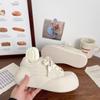Zapatos Blancos de Suela Gruesa Color Blanco Leche para Mujer Ugly Cute 2025 Primavera Nuevos Chic Nicho Estilo Coreano Zapatos de Plataforma Zapatos Deportivos de Pan