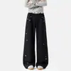 Pantalones casuales bordados con estrellas estilo americano para hombre, pantalones de trabajo rectos holgados para primavera y otoño, pantalones para hombre de ajuste limpio de alta costura