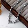 Colar de Pérolas Cinza de Cânhamo Zhenduo Fivela Magnética de Verão Simples High-end Niche Fashion Light Luxury Corrente para Clavícula Versátil