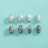Contas separadoras de prata pura S925 com textura retorcida, contas tipo barril, contas soltas para pulseiras de cristal tecidas à mão DIY