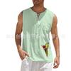 2023 Nueva camiseta sin mangas para hombre de Amazon Eaby estilo medieval con encaje de ojo de buey y cordones, cuello alto, camiseta tipo jersey para hombre