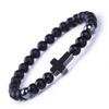 Pulsera de cuentas cruzadas de venta caliente transfronteriza, piedra volcánica de pino africano de 6 mm, piedra de mapa, piedra Shoushan, imán negro