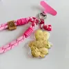 Chaveiro Corrente de Ouro Puro 999 Urso Morango Anel Berry Trouble Cordão Pingente para Namorada Presente de Aniversário