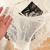 Calcinhas Sexy Femininas Renda Cintura Baixa Recorte Transparente Sem Costura Confortável Fina Laço Forro de Algodão Calcinhas Triângulo Branco