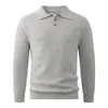 Novo Suéter Masculino de Gola Polo com Meio Botão Pulôver Moda Jovem Malha Polo Quente Casual Camada Base
