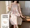 Camisón de Verano a Rayas para Mujer 2026, Estilo Coreano, Adelgazante, Encaje, Sexy, Vestido de Longitud Media