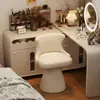Silla de Maquillaje para Dormitorio de Niñas, Taburete Giratorio para Tocador, Silla de Vestidor de Lujo Ligero Estilo Crema para Uso en Casa