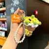Ramo para el Día del Maestro, Llavero de Flor Sostenido a Mano, Producto Terminado de Ganchillo de Flor Artificial Rosa, Regalo Creativo, Regalo para el Día del Maestro