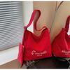 Bolsa de Lona Grande Capacidade Coreana 2026 Nova Moda com Letras Versátil Bolsa de Ombro Tote Bolsa Transversal Casual Leve