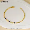 Pulseira Estrelada Colorida de Aço Inoxidável com Granate e Zircônia Titânio Aço 18K Não Desbota Joias para Mulheres Luxo Leve Nicho