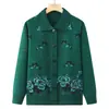 Suéter para mulheres de meia-idade e idosas, conjunto de outono estilo vovó, casaco com forro de fleece e espessado, roupas quentes, segunda pele de inverno para mães, cardigã