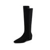 Botas de Montar de Moda Estilo Británico Patchwork de 3 cm 2026 Otoño e Invierno Nuevas Puntiagudas de Suela Plana con Tacón Oculto Hasta la Rodilla