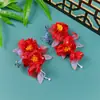 2026 Novo Estilo Antigo Original Feito à Mão Flor de Seda Vermelha Hanfu Acessório de Cabelo Grampo de Cabelo Decoração de Penteado Flor em Relevo Ornamento de Cabelo