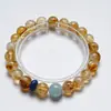 [Mar Embelezado com Areia Dourada] Cristal Natural Torre Amarela Cristal Água-Marinha Pulseira Feminina Mais Fácil de Combinar Pulseira de Presente Atacado