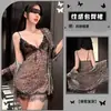 Pijama de Encaje Jin Xiao qqny Camisola Ropa Erótica Seducción Coqueteo Interés Sexual Ropa Interior Erótica Deseo Puro Estampado de Leopardo Divertido Conjunto Erótico