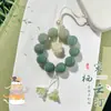 Colgante Redondo Minimalista de Cuentas Raíz de Bodhi Cadena para Teléfono Bolso Llavero Accesorio Pulsera de Alta Estética para Mujeres Cuentas de Oración Budistas