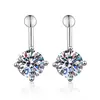 Pendientes Transfronterizos Modelo Nuevo de Plata de Ley S925, Simples y Lujosos, Estilo Piercing de Gama Alta, Pendientes de Cuatro Garras con Moissanita Color D de 1 Quilate