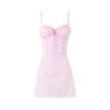 Vestido curto feminino europeu e americano sexy decotado plissado com cadarço slim fit cintura justa costas alça cruzada linha A