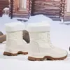 Botas de neve de cano alto plus size transfronteiriças para mulheres, botas de esqui, botas de algodão para clima frio do Nordeste, forradas com fleece para aquecimento, botas de inverno para caminhada ao ar livre
