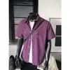 2026 Verano Diseño a Cuadros Marca de Moda Talla Grande Botones Holgada Camisa de Manga Corta para Hombre Cd6430 Ropa de Moda para Hombre