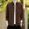 Chamarra Camisa de Pana de Manga Larga para Hombre con Múltiples Bolsillos Otoño e Invierno Casual Holgada Atractiva Versátil Vintage de Trabajo Camisa de Vestir