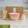 Set de Té Matcha Japonés con Gradiente Rosa, Set de Batidor de Matcha, Tazón de Matcha, Cuchara de Bambú, Colador, Paño de Té, Juego de 7 Piezas
