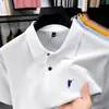 Nueva camiseta de algodón para hombre de verano, casual de negocios, color liso, versátil, elegante, polo con cuello, holgada y transpirable