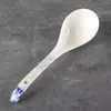 Cuchara Cerámica Grande de Doble Curva de Alta Calidad con Mango Largo para Uso Doméstico, Adecuada para Sopa, Arroz y Porcelana Fina, Segura para Microondas