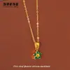 Collar de Acero Inoxidable de Trébol de Cinco Hojas de Colores con Circonita para Mujer con Diamantes, Collar de Clavícula de Lujo Ligero de Nicho de Gama Alta para la Costa