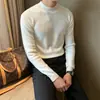 Suéter de punto para hombre, corte slim, cuello alto medio, color liso, multicolor, adecuado para usar debajo de trajes, estilo "old money", otoño e invierno, venta al por mayor de fábrica transfronteriza
