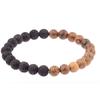 Pulseira de Contas de Madeira Nova de 8mm Masculina Pedra Vulcânica Pinheiro Branco Pinheiro Vermelho Ágata Preta Pulseira de Contas de Pedra Feminina Pulseira Europeia e Americana