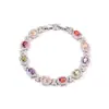 2025 Novo Casual e Versátil para Meninas Florido Acessível de Luxo Exquisito Joias Ins Atacado Pulseira de Cristal Colorido Zircônia
