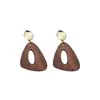 Pendientes de madera vintage geométricos, únicos y elegantes, con un toque exclusivo de alta gama, pendientes sencillos y elegantes para mujer