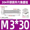 Ventas Directas de Fábrica M3-M12 GB 304 acero inoxidable Tornillo hexagonal exterior cabeza hexagonal tornillo hexagonal