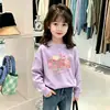 Camiseta de Manga Larga de Algodón Puro para Niñas para Primavera y Otoño, Top Base Elegante de Dibujos Animados para Niñas, Nuevo Top Infantil de Otoño 2026