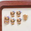 Lindos Accesorios de Arte para Uñas de Dibujos Animados Gato Kt de Cuero Negro Resina Estéreo Accesorios de Uñas Portátiles Accesorios de Hellokitty Sentado