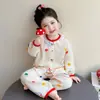 Pijama para Niñas, Algodón de Gasa Clase A, Primavera y Otoño, Ropa de Aire Acondicionado para Niñas para Todas las Estaciones, Conjunto para Niños Pequeños, Ropa de Casa para Bebés