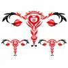 Pegatina de tatuaje temporal con forma de corazón de rosa roja y negra para cintura y abdomen, pegatina impermeable tipo tótem para mujer para la parte baja del abdomen, la cintura y las caderas