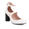 Nova Coleção Primavera 2023 Unissex Feminino Sapatos de Couro Envernizado de Salto Alto Grosso com Zíper Traseiro 28-48 Sapatos Infantis Sapatos de Comércio Exterior