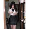 Traje Uniforme Jk Estudiante Femenina Uniforme Escolar Estilo Pura Pasión Aspecto Adelgazante de Cintura Camisa Jk Top Falda a Cuadros Falda Plisada Conjunto de Tres Piezas