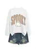 Moletom feminino Amazon Wish site independente, estiloso, único e divertido, com estampa xadrez fantasma, gola redonda e mangas compridas