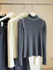 Suéter de Punto con Perlas y Cuello Semi-Alto Estilo Coreano para Mujer, Nueva Camisa Básica Ajustada de Manga Larga para Otoño e Invierno 2025